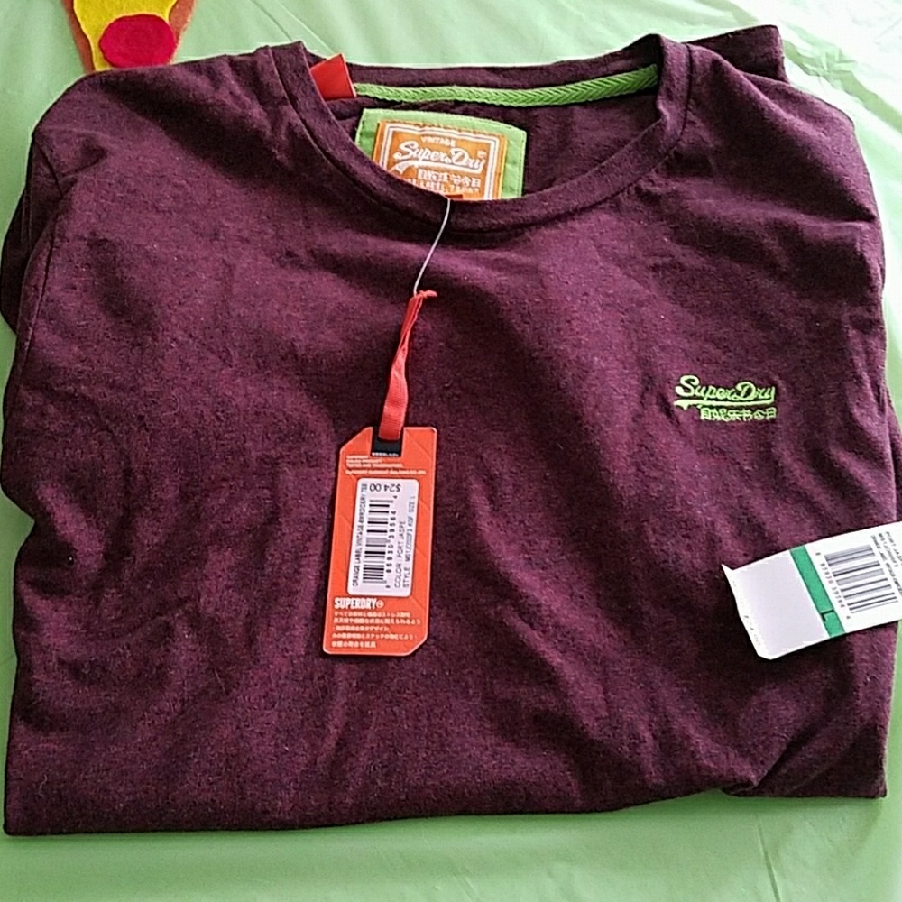 SuperDry Orange Label Burgandy Mens T-shirt